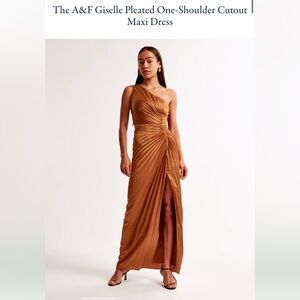 A&F Giselle Pleated One Shoulder Cutout Maxi Dress Orange size S
